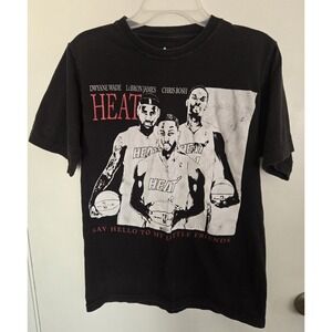 Adidas Miami Heats Lebron‎ Wade Bosh Big 3 Scarface Style Black Tee